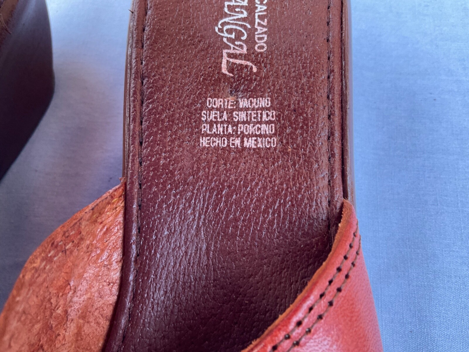 Calzado Sangal Mexican Lightweight Orange Sandal Wedge Low Heels Shoes Sz 6.5 A