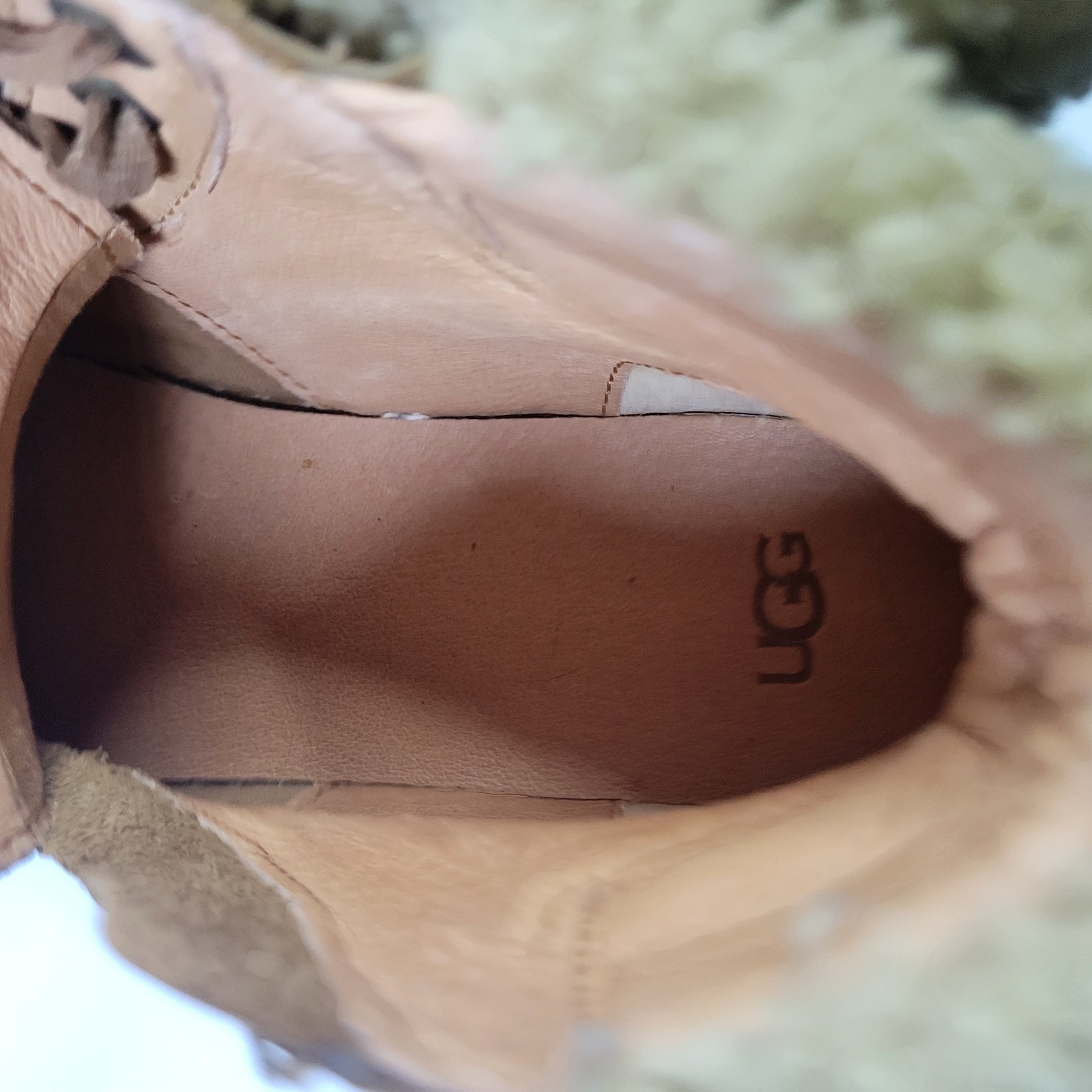 UGG Women’s Olive Chestnut Leather High Top Lace/Zip Up Shoes Size US 8.5 Preown