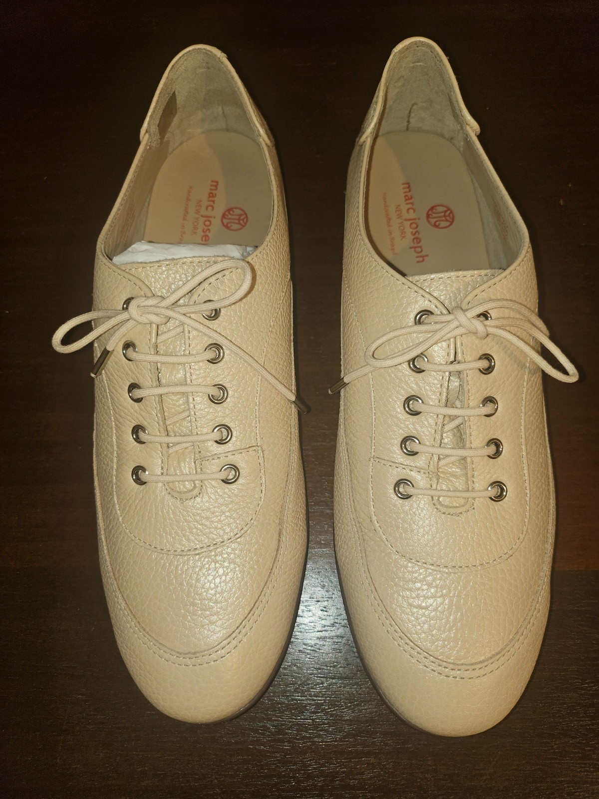 Marc Joseph Hampton Golf All Leather Oxfords Lace Up Shoes Beige Size 11