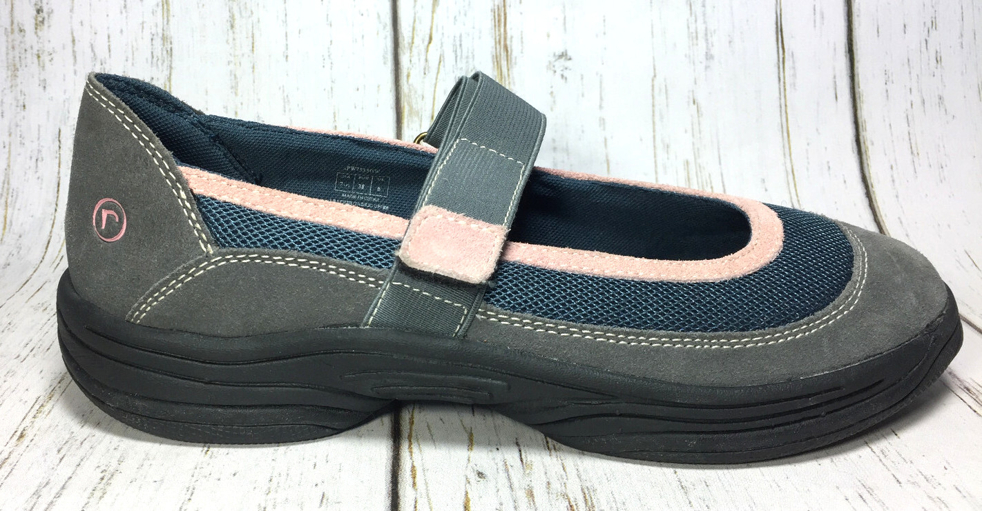 Rockport Mary Jane Grey Pink Suede and Textile Women’s Shoes Size 7 M Comfort