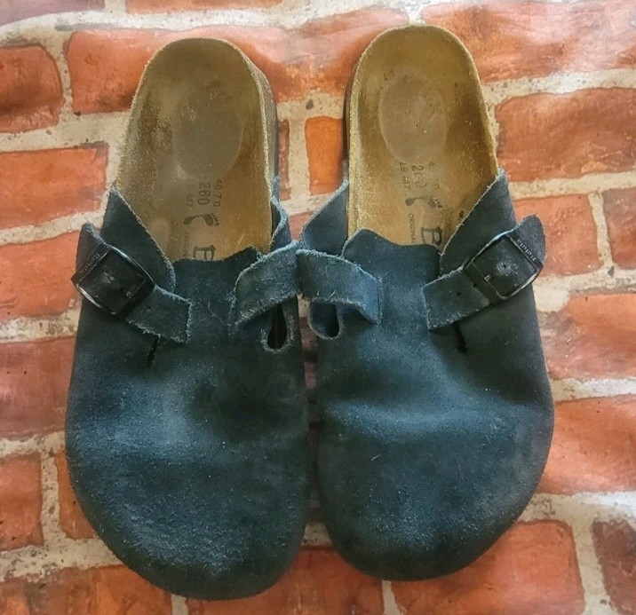 Betula Blue Suede Leather Closed Toe Slip On Shoes Womens Sz 9 260 Guc Some Wear