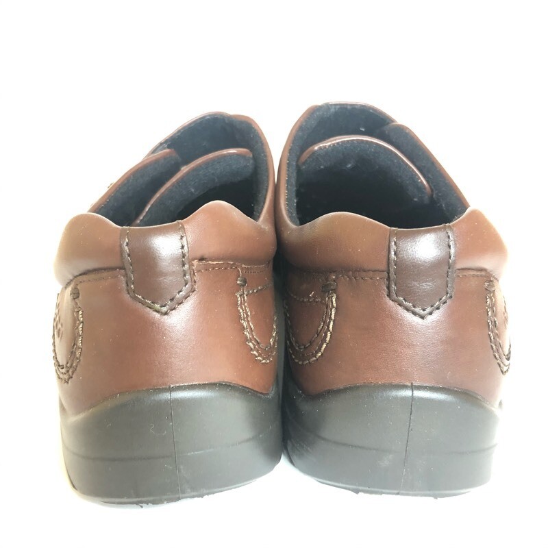 ECCO Womens Wave Monk Strap Shoes Brown Leather Hook & Loop Comfort 8 EU 39