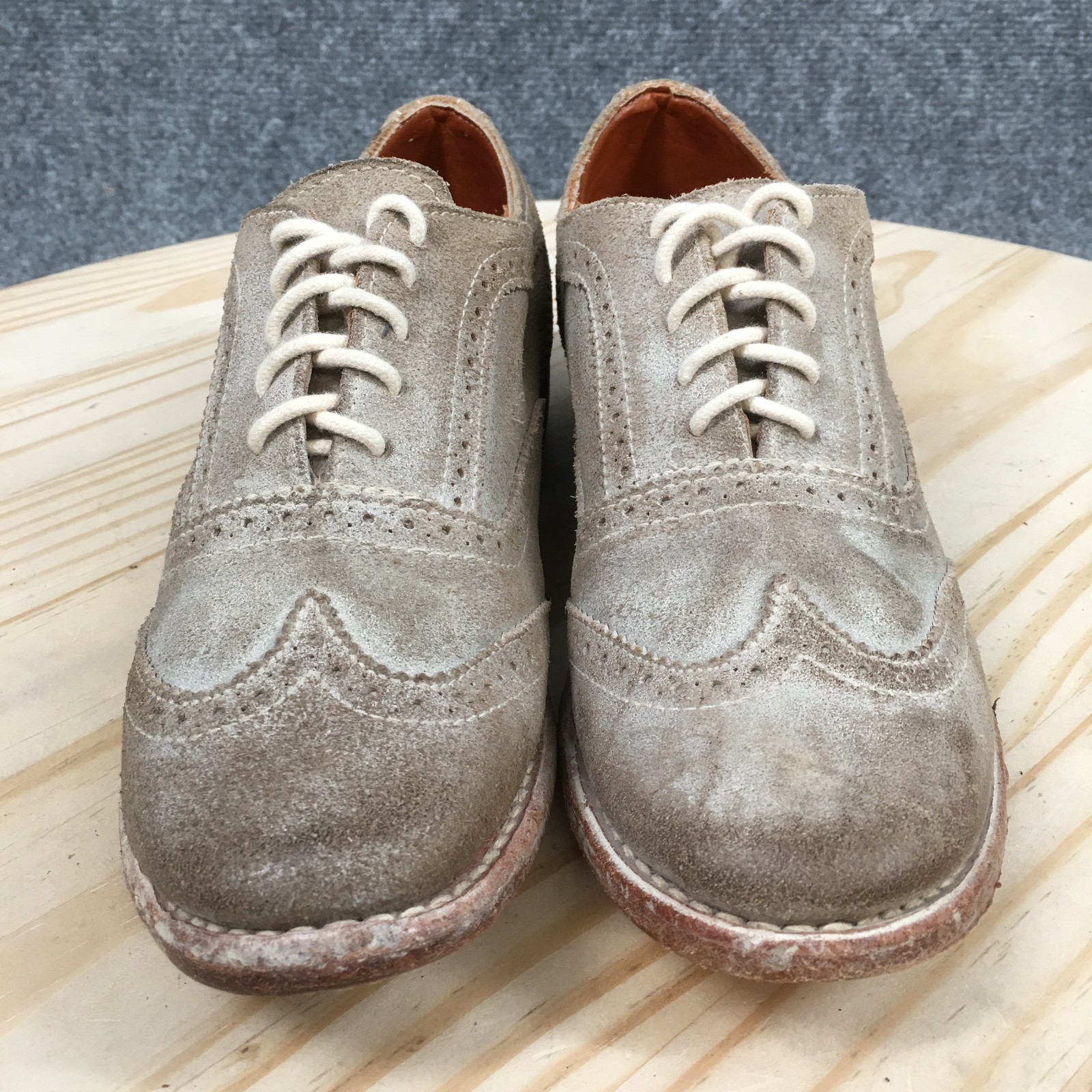 Bed Stu Dress Shoes Womens 6 Oxford Wingtip Lace Up Almond Toe Leather Brown