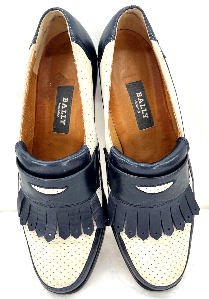 Bally Vasano Kiltie Perforated Black Heel Slip-On Loafer Shoes Women’s 4.5 E
