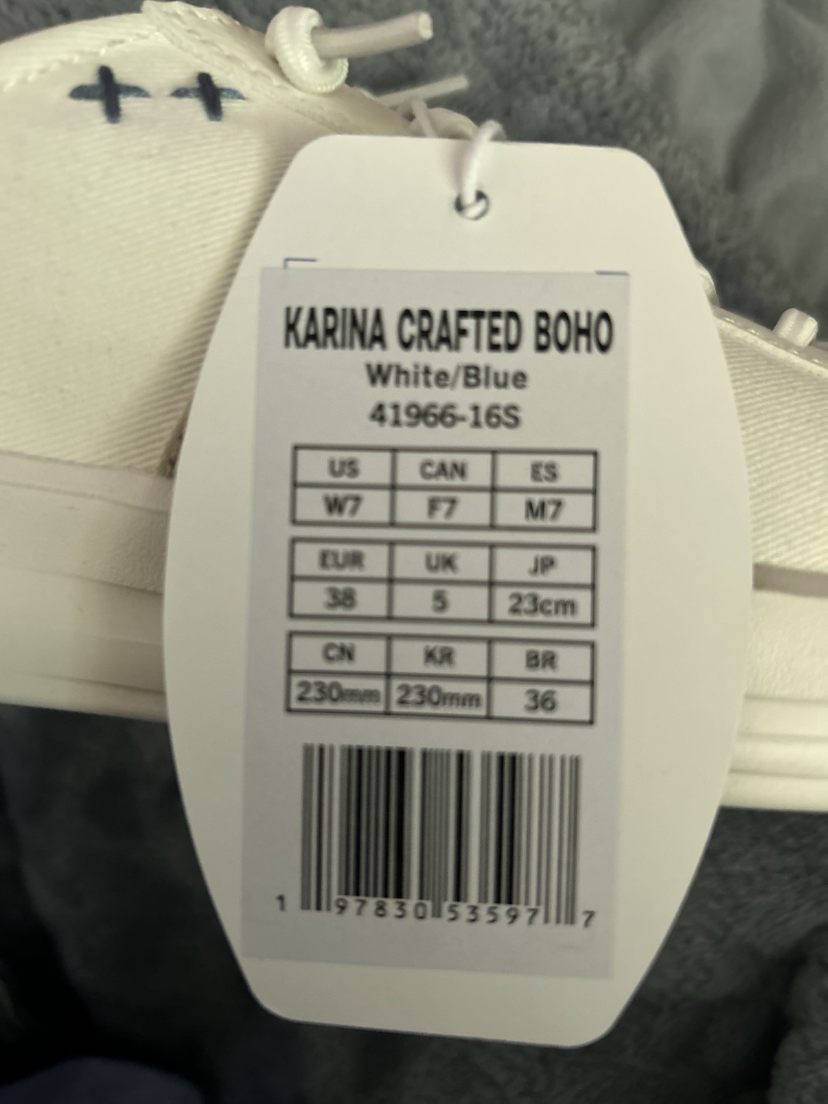Hey Dude Karina Crafted Boho Casual Shoes White Blue Women’s Size 7