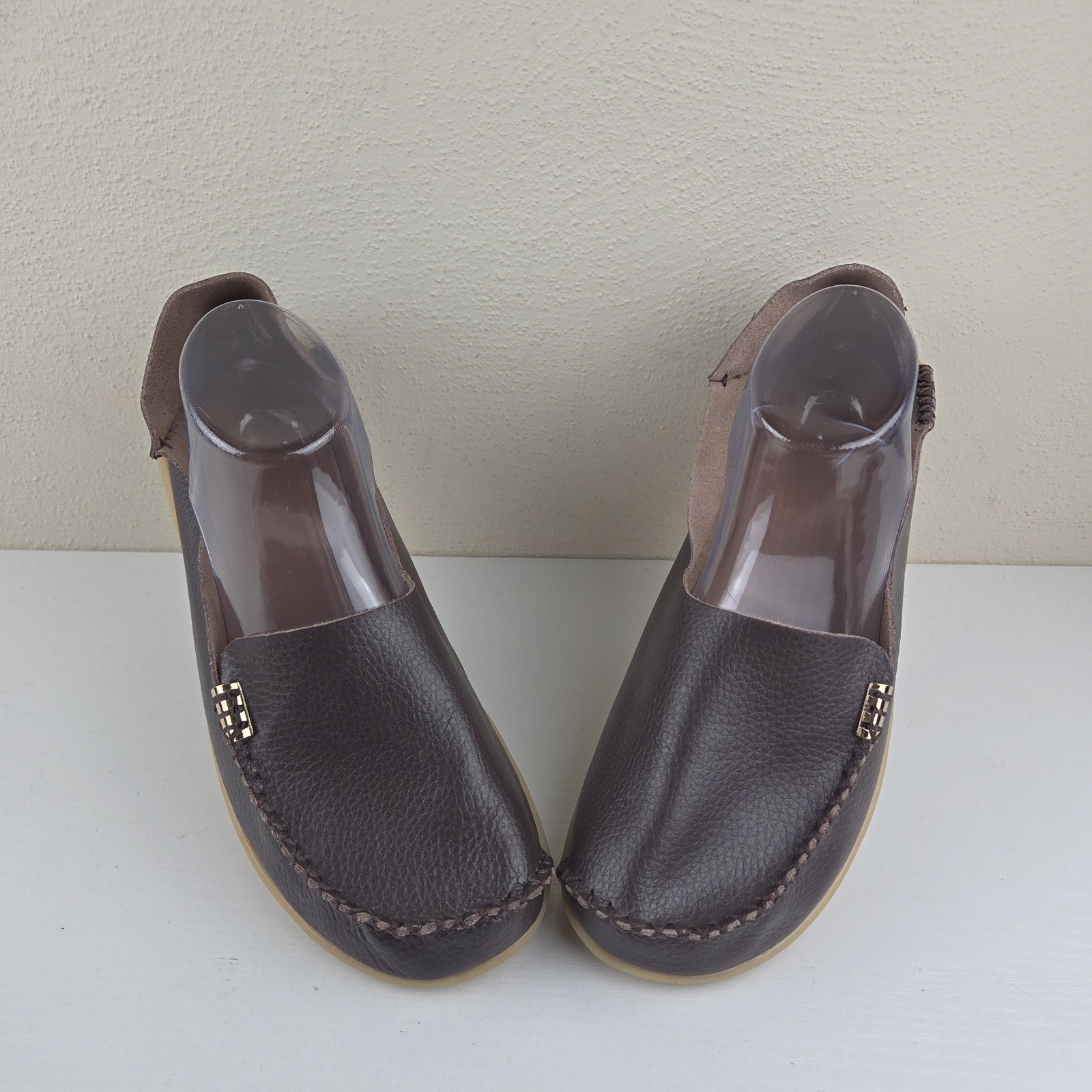 Venus Celia Loafer Wmns Brown Leather Comfort Walking Flat Shoe US 11.5 EU 42