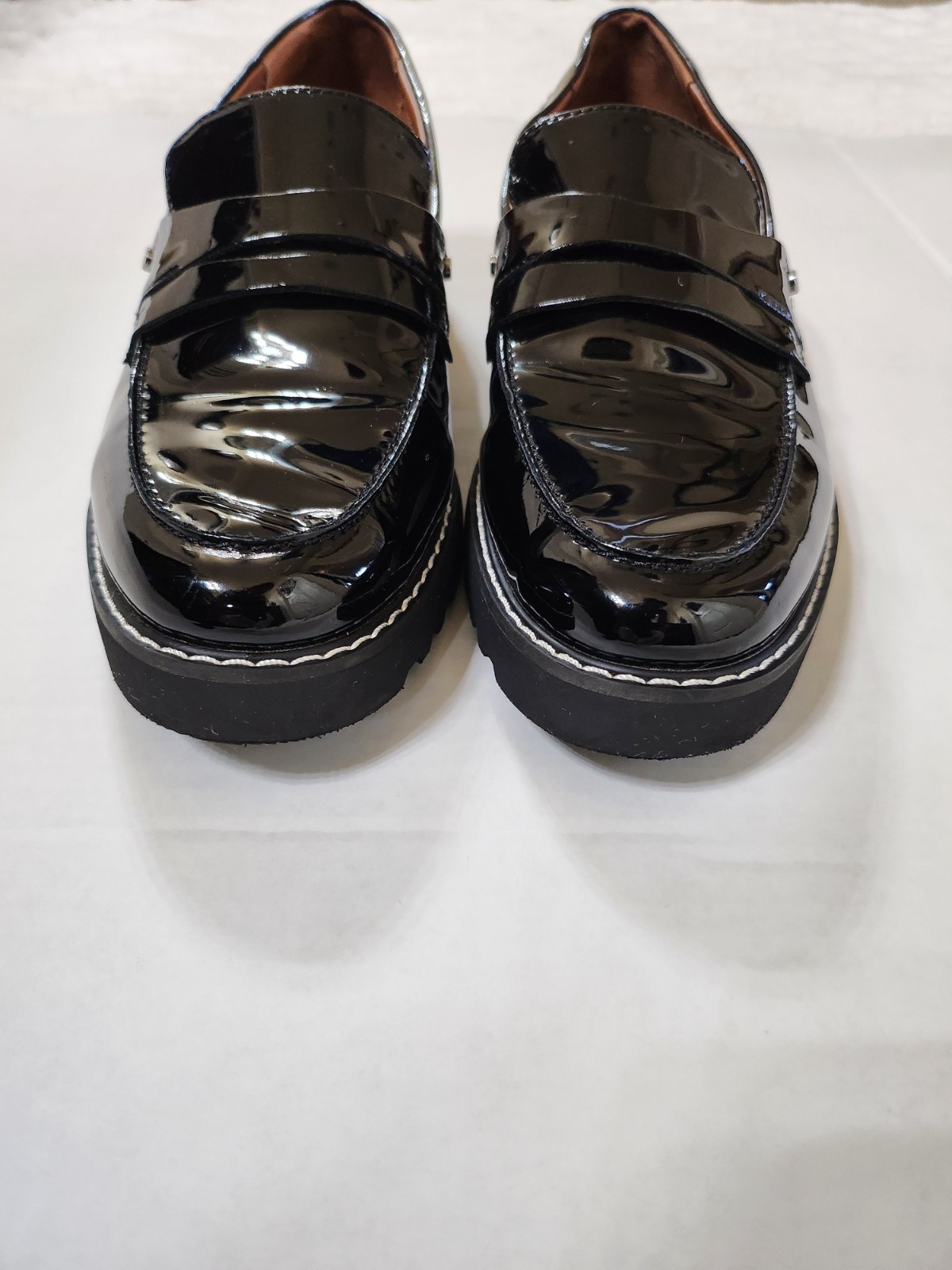 Franco Sarto Cassandra Black Patent Leather Women’s Shoes 9M Penny Loafer