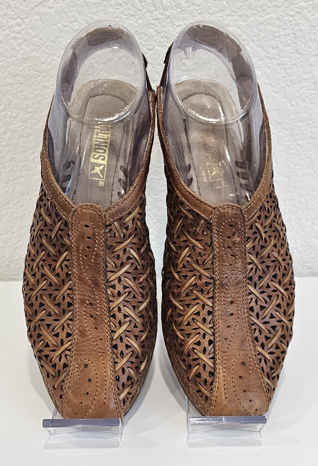 Pikolinos Women’s Brown Leather Slingback Shoes Laser Cut Comfort EU 35 US 5