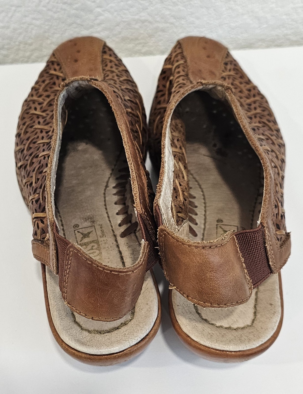 Pikolinos Women’s Brown Leather Slingback Shoes Laser Cut Comfort EU 35 US 5