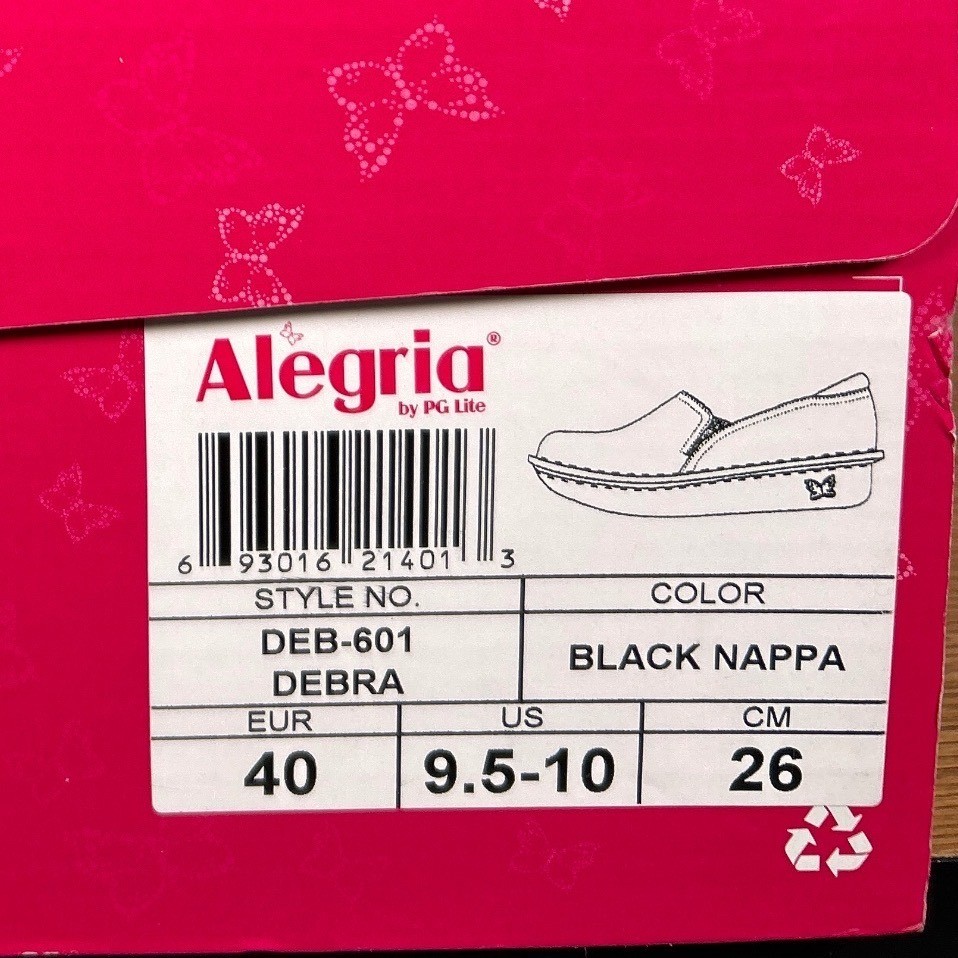 Alegria Debra Black Leather Professional Clogs Nursing Shoes Womens Sz 9.5-10