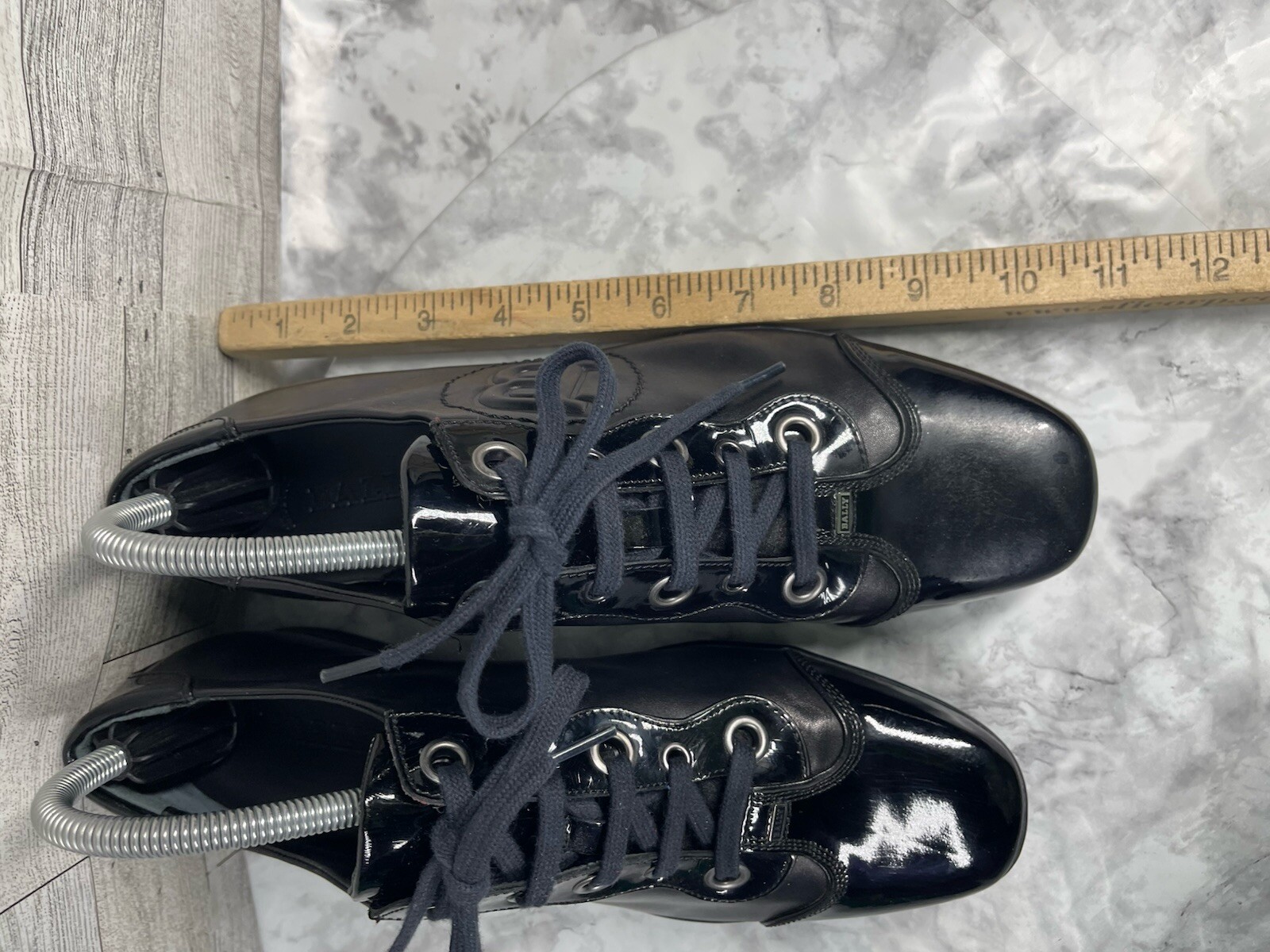 Bally Kayak Sneakers Women 38 / 7.5M Shoes Black Patent Leather Switzerland Made