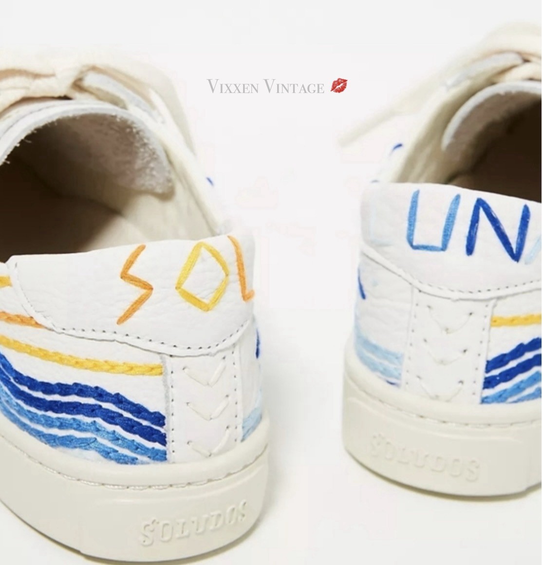 SOLUDOS LEATHER ‘THE SUNRISE SUNSET CLASSIC SNEAKER’ IN OASIS WHITE MULTI $159