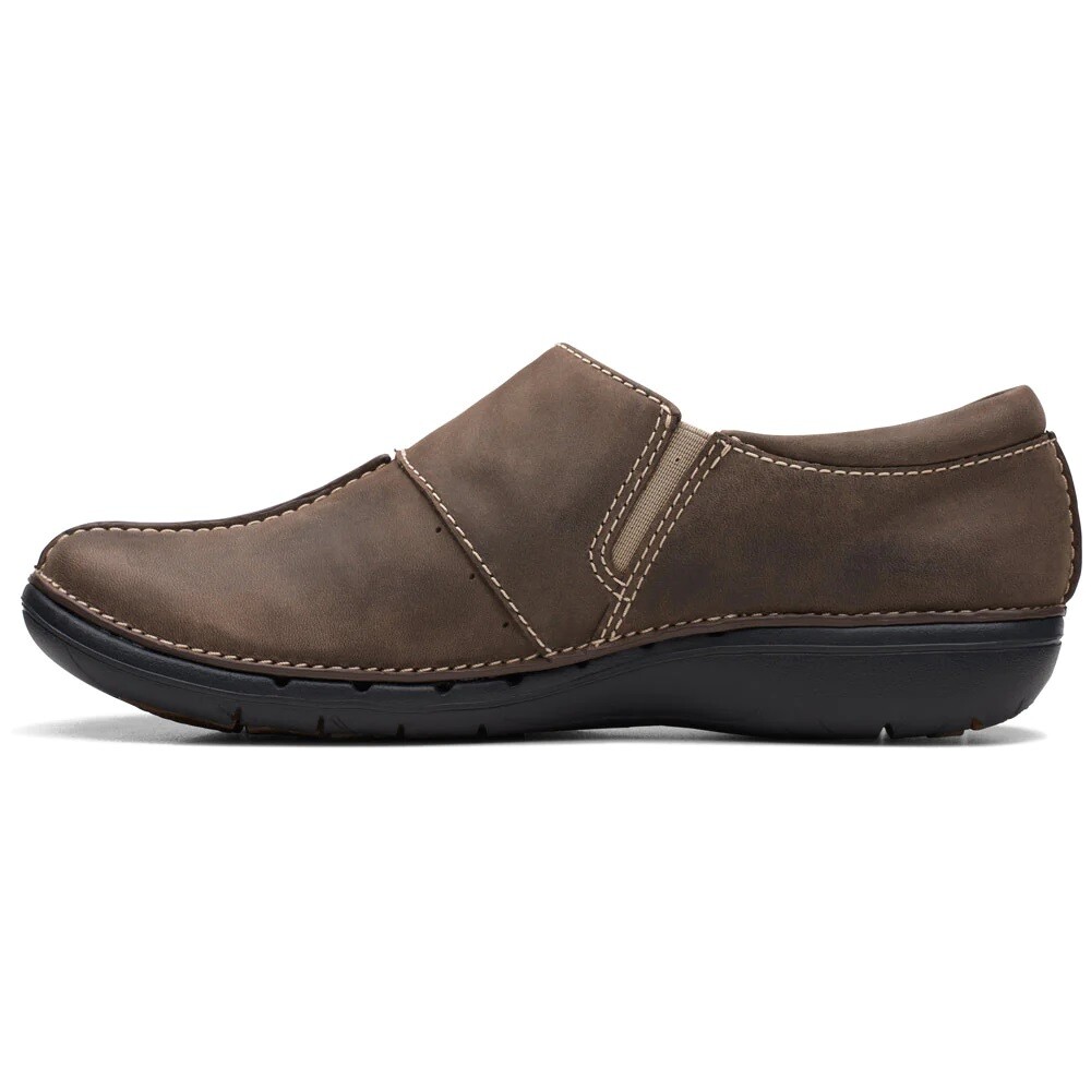 Clarks Womens Un Loop Ave Leather Slip-On Loafer Shoes — Taupe NIB