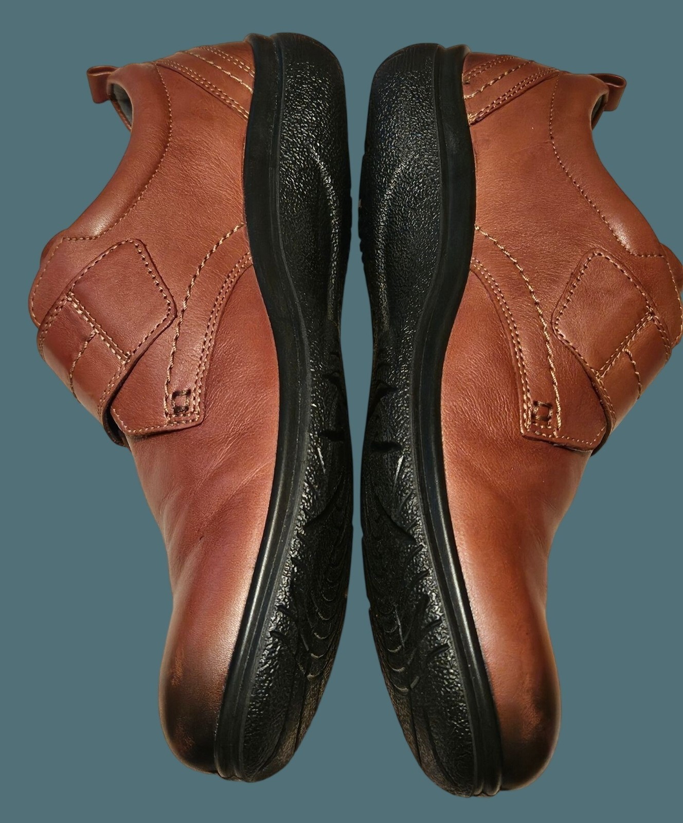 Ecco Shore Brown Leather Comfy Hook & Loop Round Toe Shoes Women US 10/10.5
