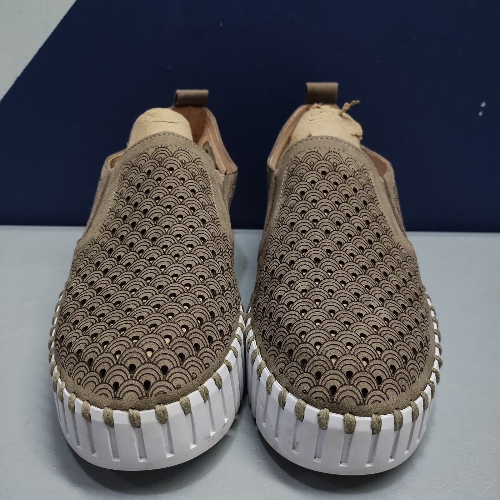 Ilse Jacobsen Hornbaek Platform Sneakers Womens Size 7.5 Brown White Perforated