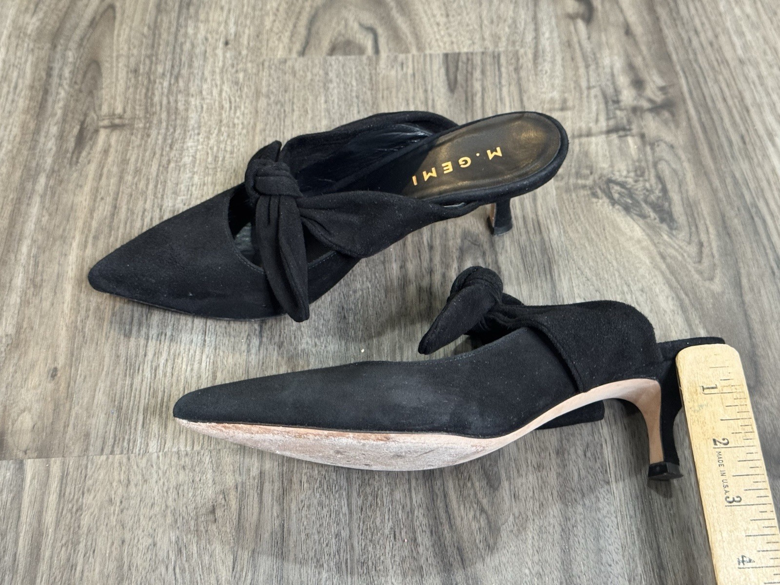 M.Gemi Black Bow Kitten Heel Mules 35 US5 Balletcore Quiet Luxury Coquette Italy