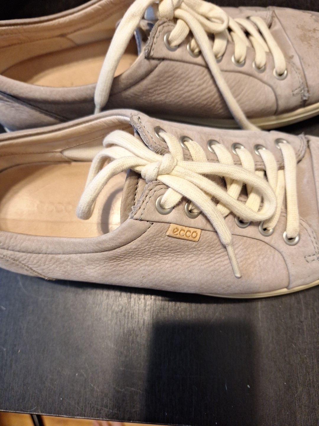 ECCO Soft 7 Grey Leather Walking Sneakers Comfort Casual Shoes Women’s