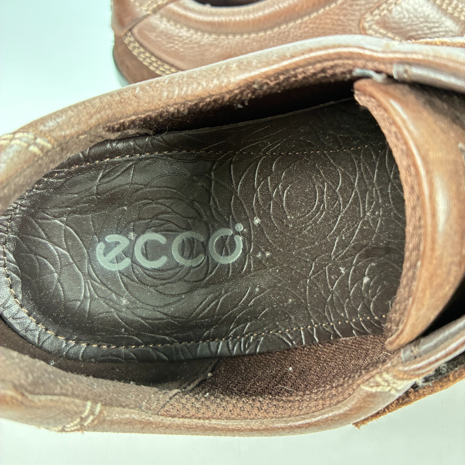 ECCO Wave Munk Brown Leather Comfort Casual Loafers Shoes Womens Sz US 7.5 EU 38