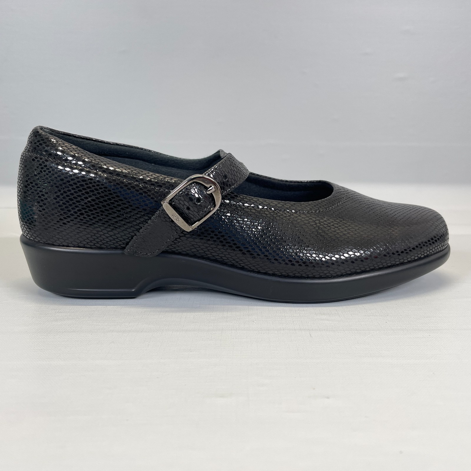 SAS Maria Mary Jane Shoes Womens Size 6 M Black Leather Strap Shimmer Comfort