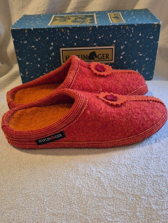 Haflinger Celine 40 Orange Boiled Wool Slipper – New