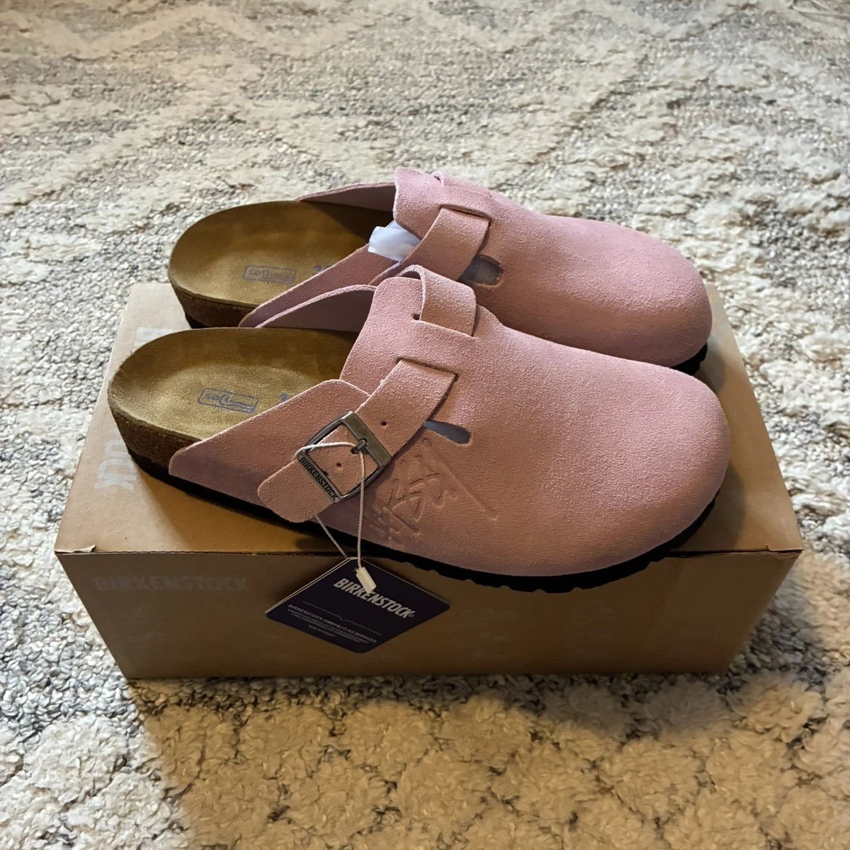 Birkenstock Boston x Stussy Suede Women and Men Caramel Clog Shoes-Size EU 37-45