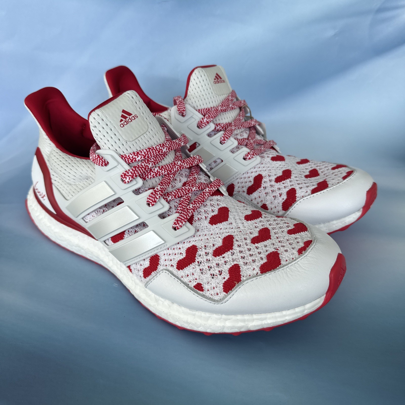 Adidas Ultraboost 1.0 Love Running White Scarlet Red JR5845 Womens size 8.5