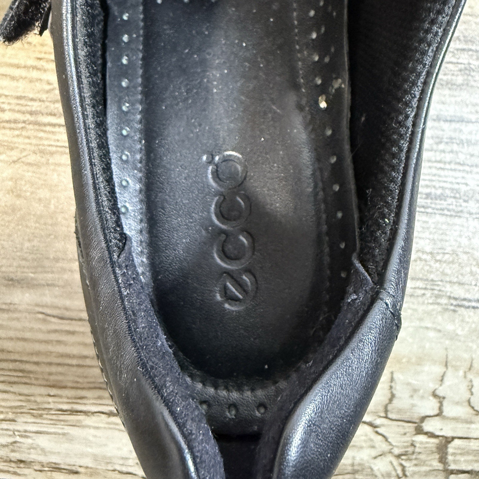 Ladies ECCO Corse 3 Strap Loafers 40 / 9 Black Leather Comfort Sneakers Shoes