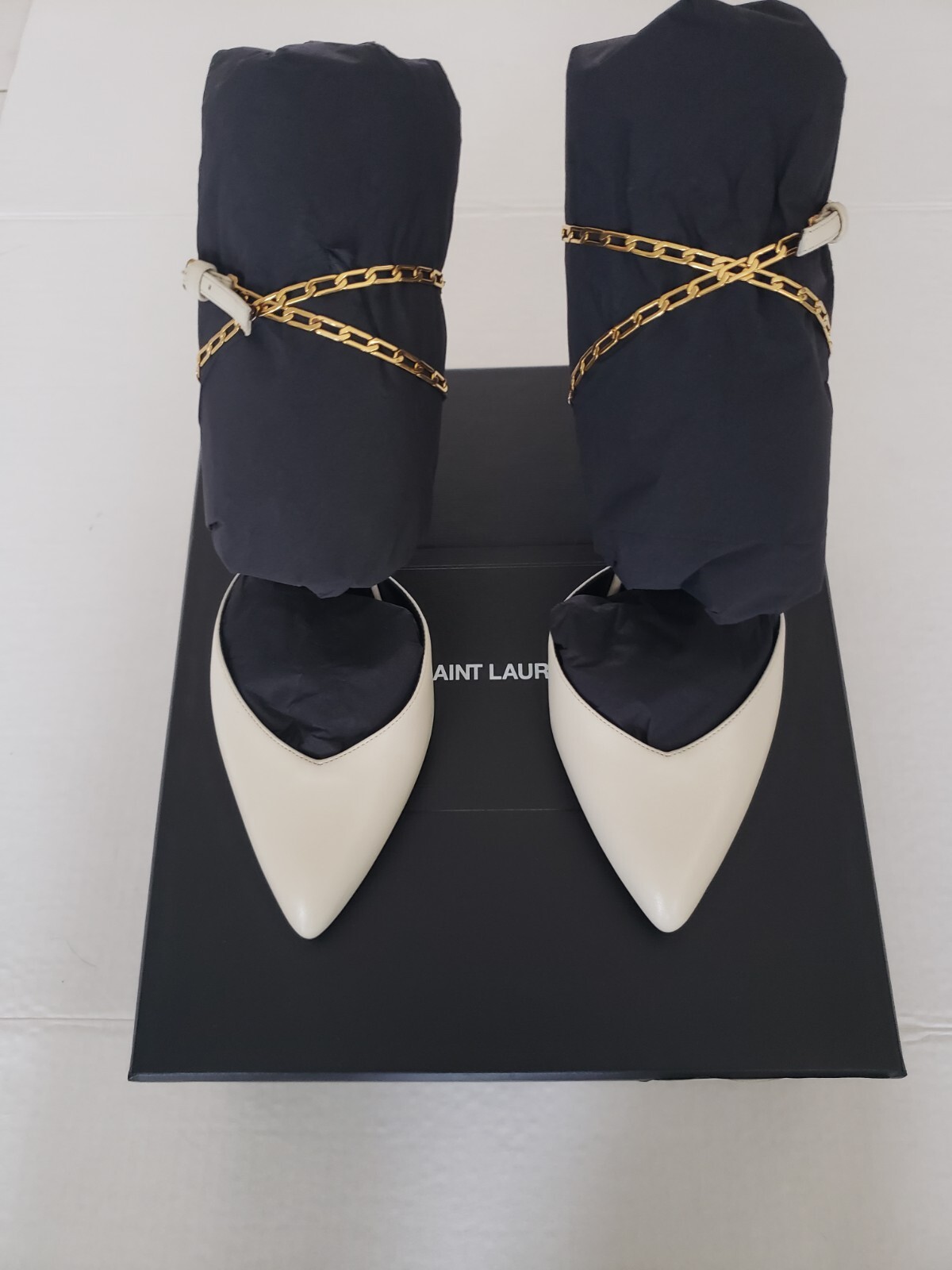 Saint Laurent Paris Women’s White Venus 95 Leather Pump Size 38