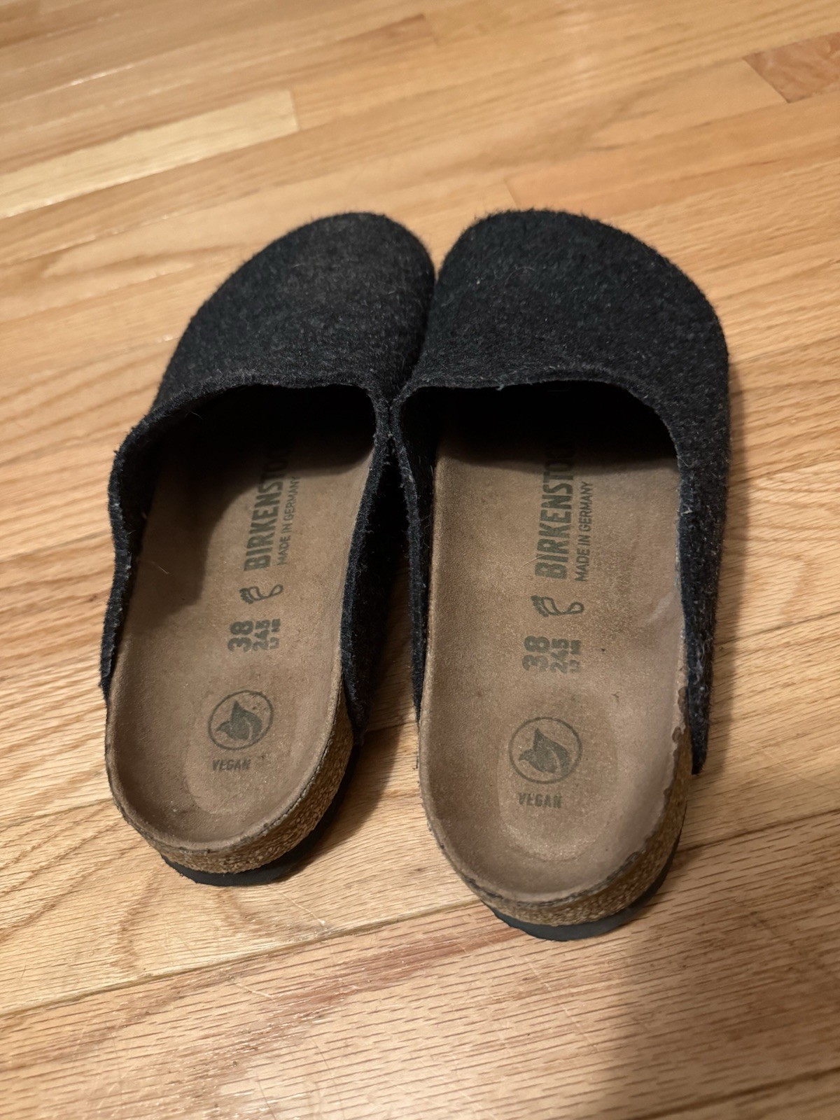 VEGAN Birkenstock Amsterdam Womens Size 38 Dark Gray Felt Clog Mule Comfort