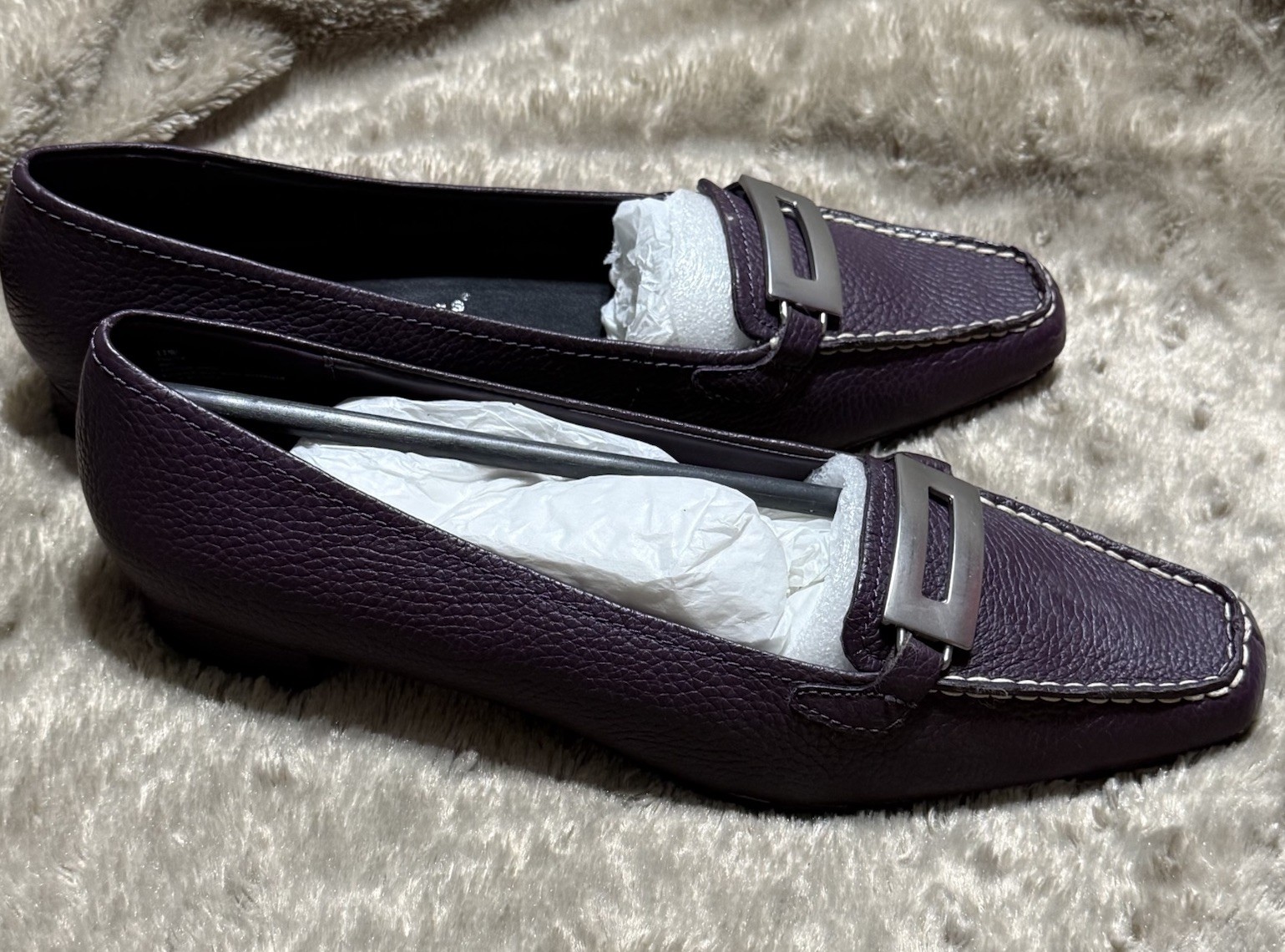 Cloud Walkers Castle Deep Purple Leather Slip On Comfort Shoes Womens 11W,NEW
