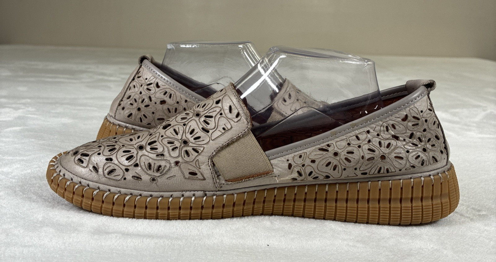 Spring Step Jookin Womens Slip On Shoes Grey Laser Cut Leather 41/ US 9.5-10