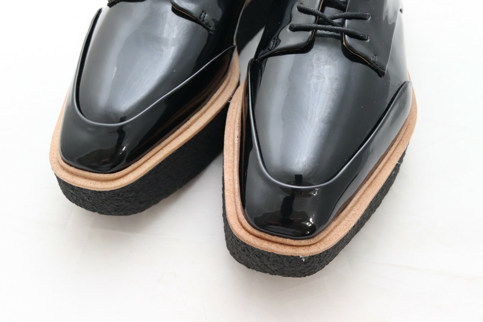 Zara Trafaluc Creeper Platform Oxford Shoe Women US 8 EU 39 Black Patent Lace Up