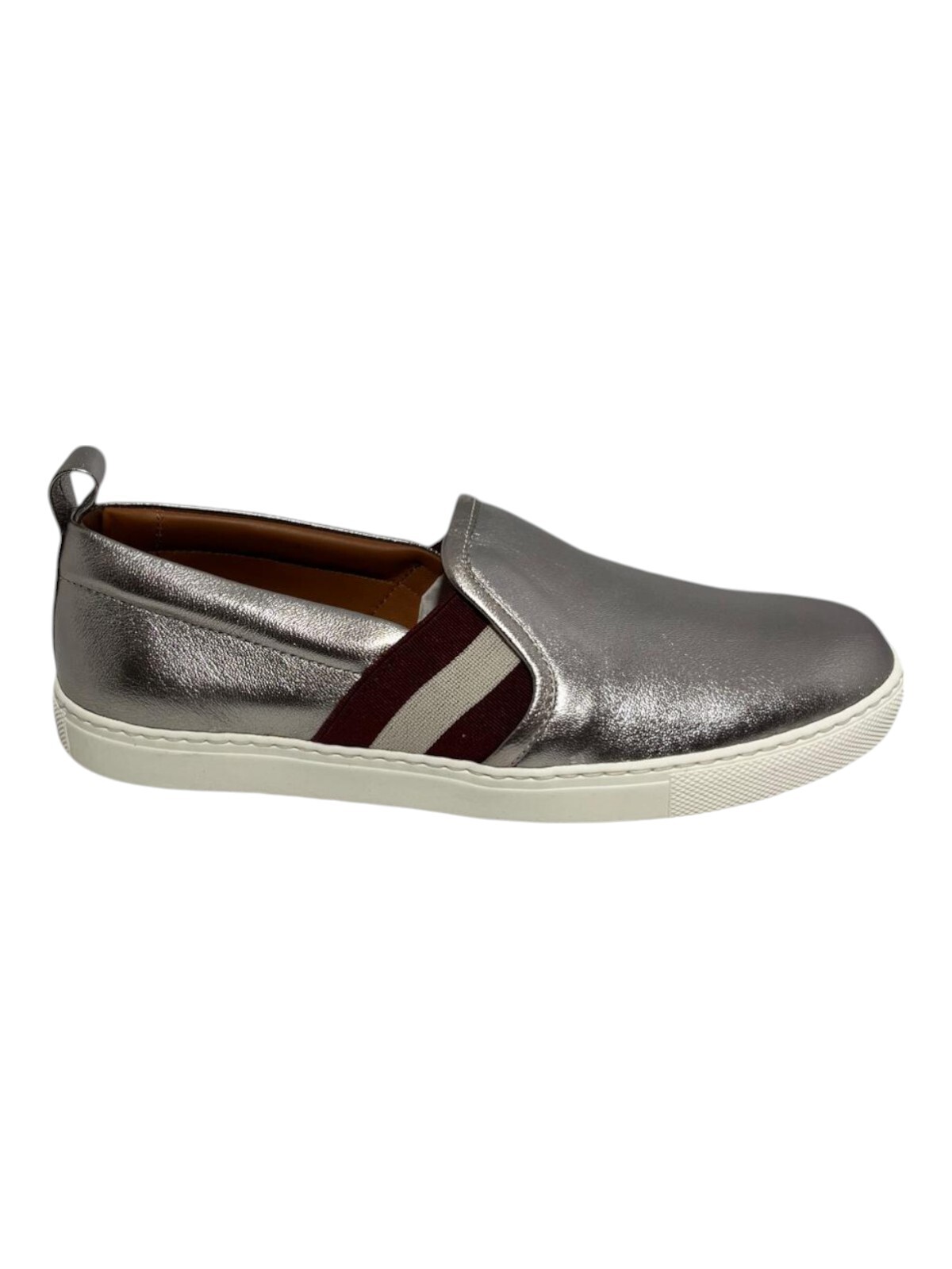 Bally Henrika 6212747 Silver Lamb Leather Slip-on Low-top Sneakers MSRP$450