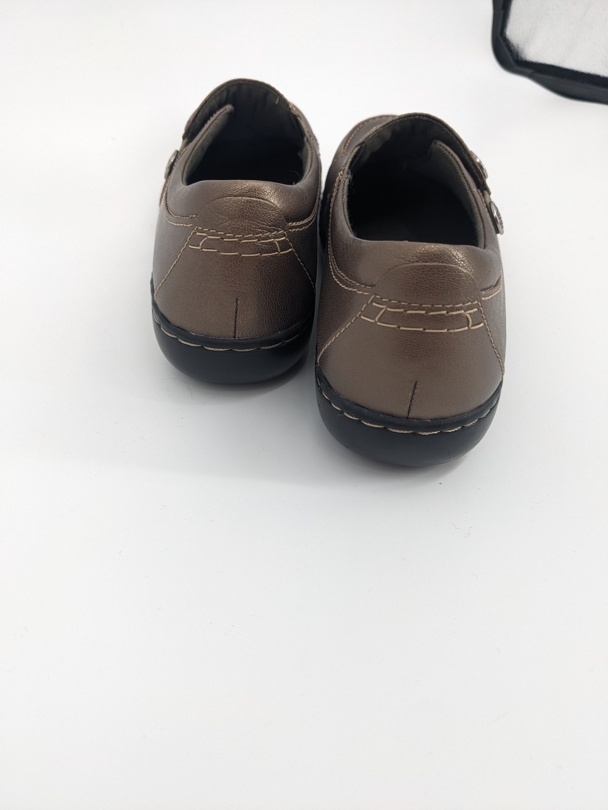 Clarks Ashland Lane Q Shoes Womens Size 10N Brown Pewter Loafer Comfort Slip On