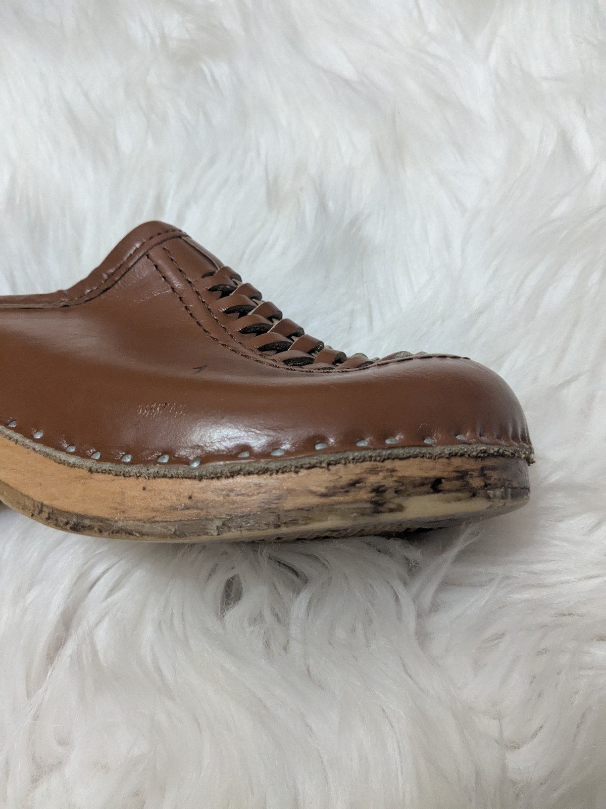 Bastad Troentorp Vtg Wright Shoes 39, 40, 8.5, 9 Braided Leather Clogs Swedish