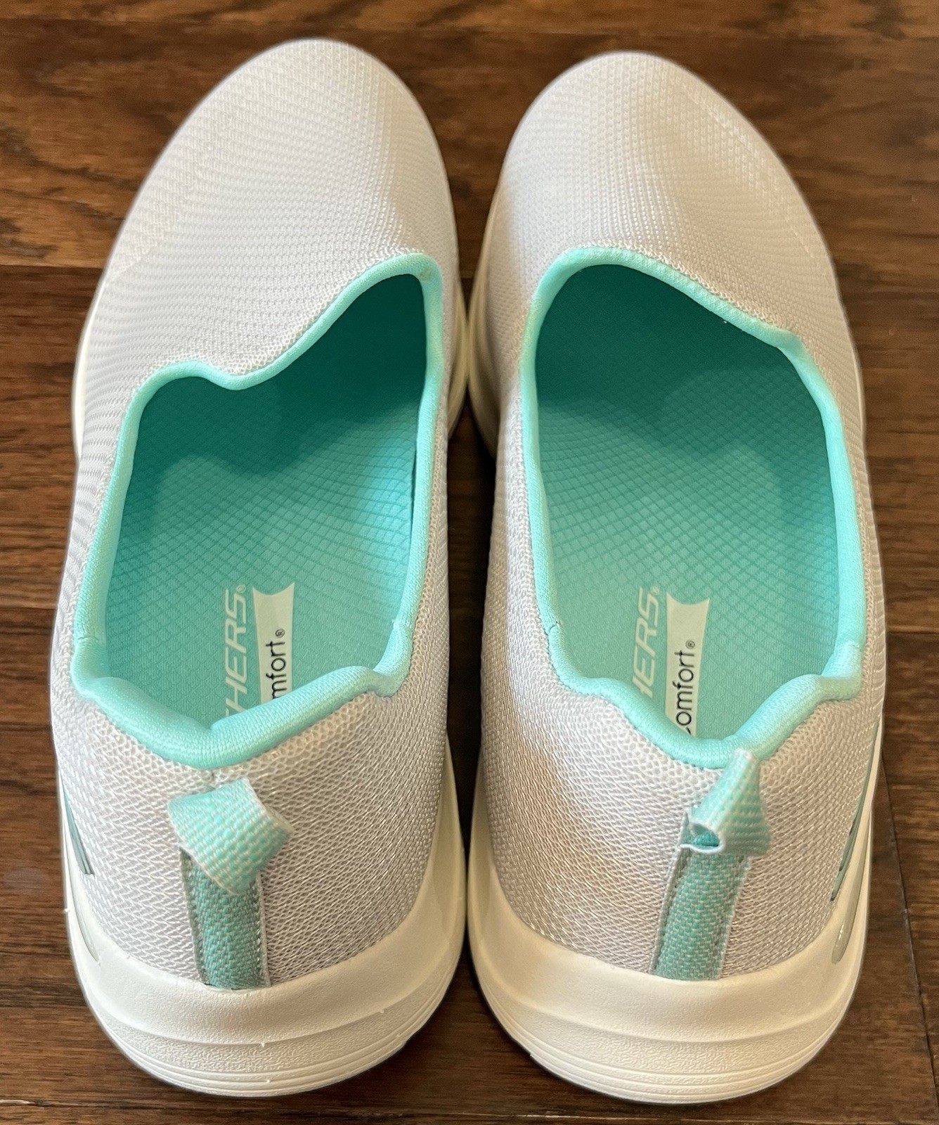 Skechers Women’s Arch Comfort Athletic Slip On Shoe Gray Teal 56126 Size 10