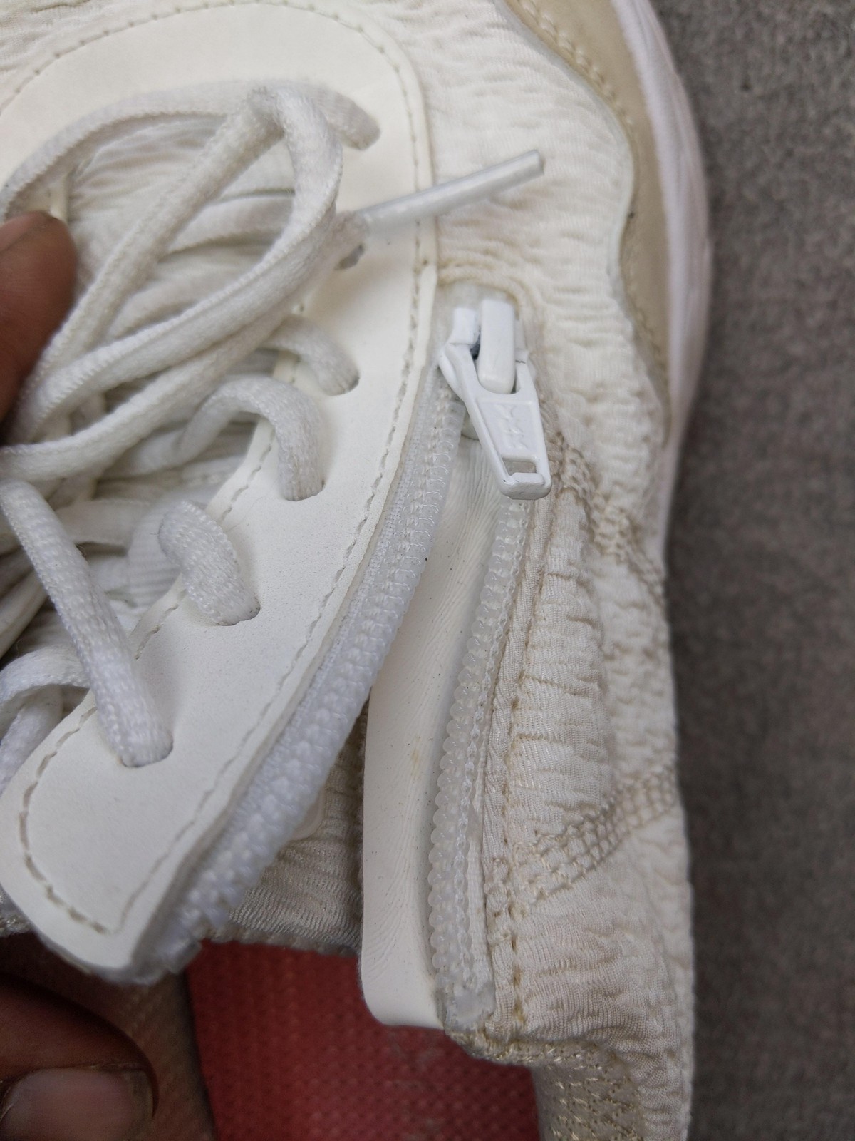 Vionic Shoes Womens Size 7 Wide White Beige Orange Jetta Zip Lace Comfort Arch