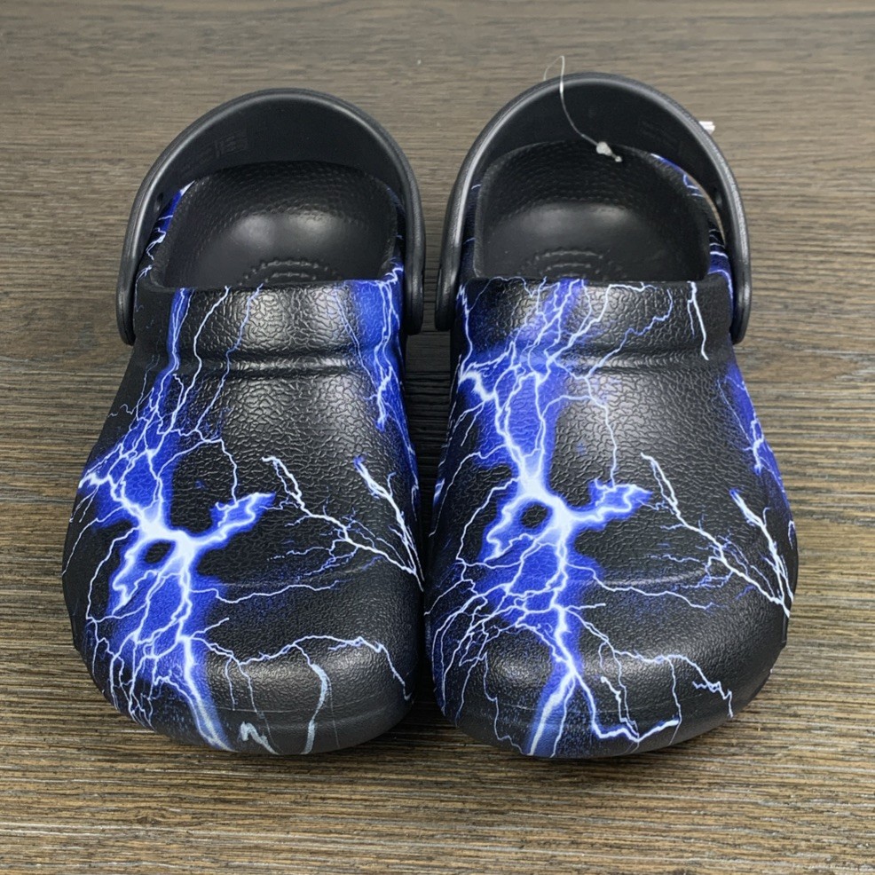 Crocs Bistro Graphic Black Lightning Bolt Graphic Slip Resistant Clogs Sz M4 W6