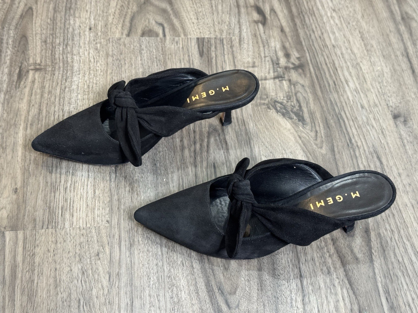 M.Gemi Black Bow Kitten Heel Mules 35 US5 Balletcore Quiet Luxury Coquette Italy
