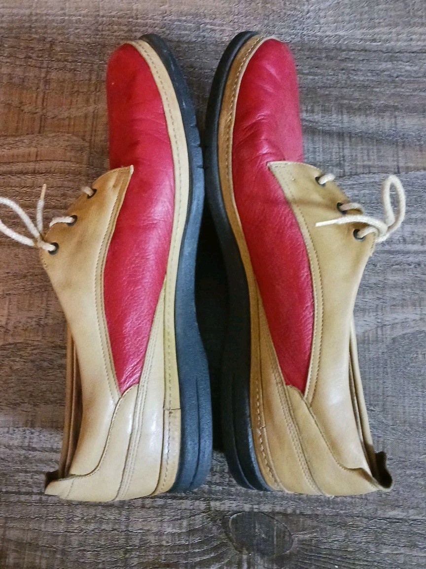 Women’s Vintage BALLY Red & Brown Leather Lace-Up Shoes Size 9.5
