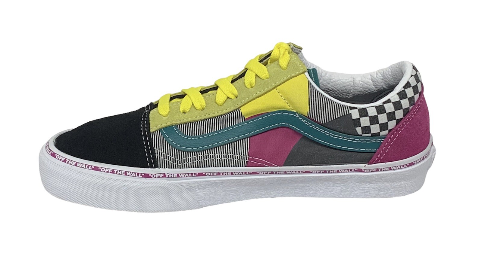 VANS Old Skool Colorful Rainbow Black Check Suede Leather Unisex Shoes M 7 W 8.5