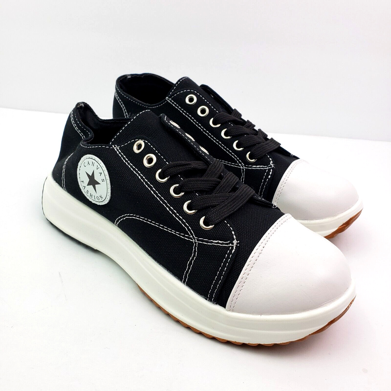 Unbranded Womens Size EU 38 US 7 Black Canvas Fashion Lightweight Sneaker Shoes