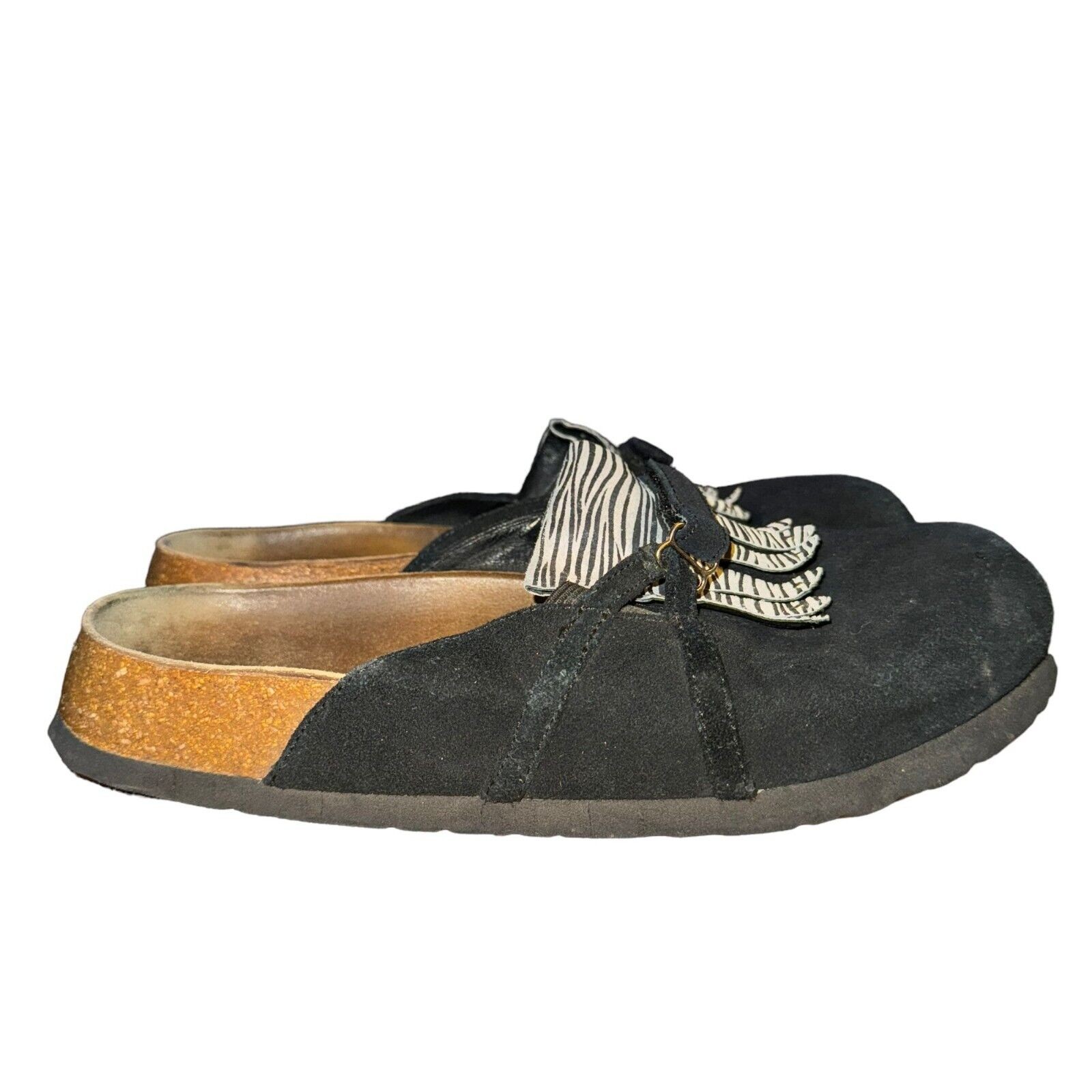 Birkenstock Betula Clog Women’s 8 Narrow Black Zebra Kiltie Leather Slip On Shoe