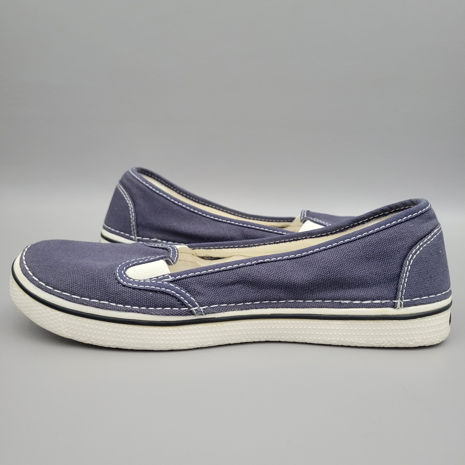 Crocs Womens Slip-on Loafers Canvas Navy Blue Lightweight Natical Size 9