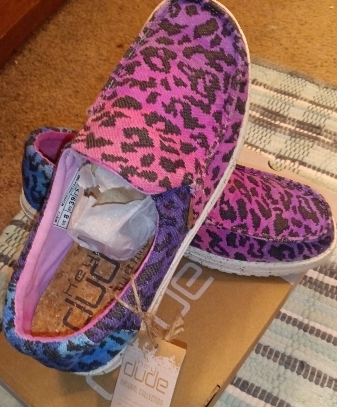 Custom Hand painted Hey Dude Shoes 6 7 8 9 OR SEND YOUR OWN Leopard, tie dye NEW
