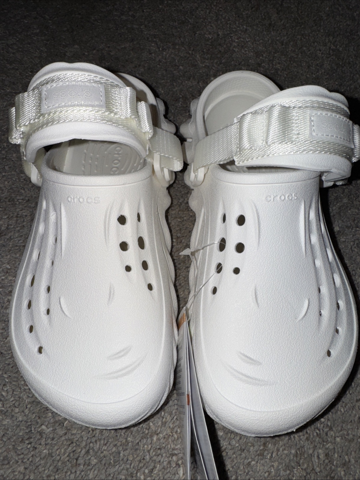 Platform Crocs Echo Clog White Womens 7 Mens Sz 5 Mules 207937 Tags Cloth Strap