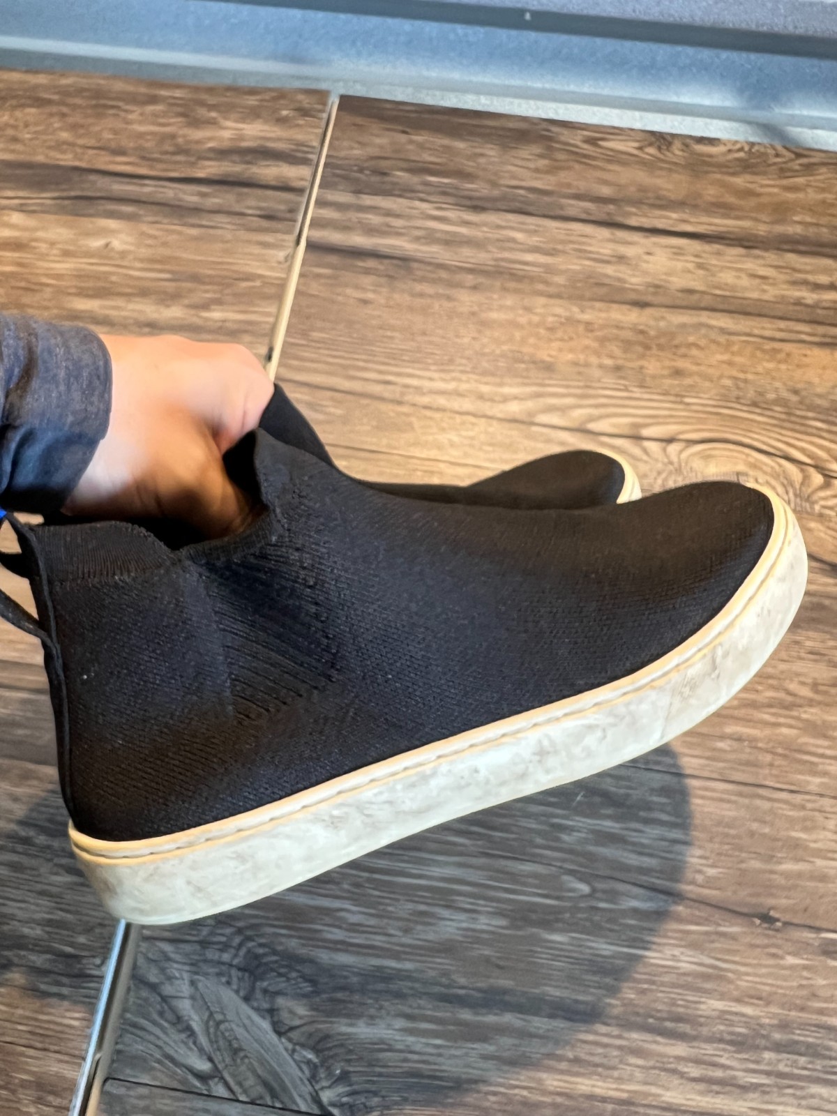 Rothy’s The Chelsea Ankle Sneaekrs Womens 9 Black Knit Slip On Sustainable
