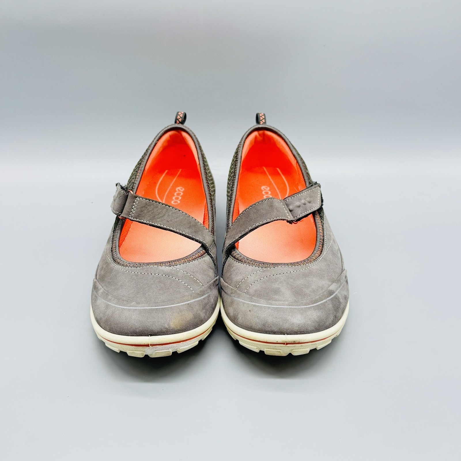 Ecco Shoes Womens 9 Gray Suede Mary Jane Arizona Comfort Walking Lightweight