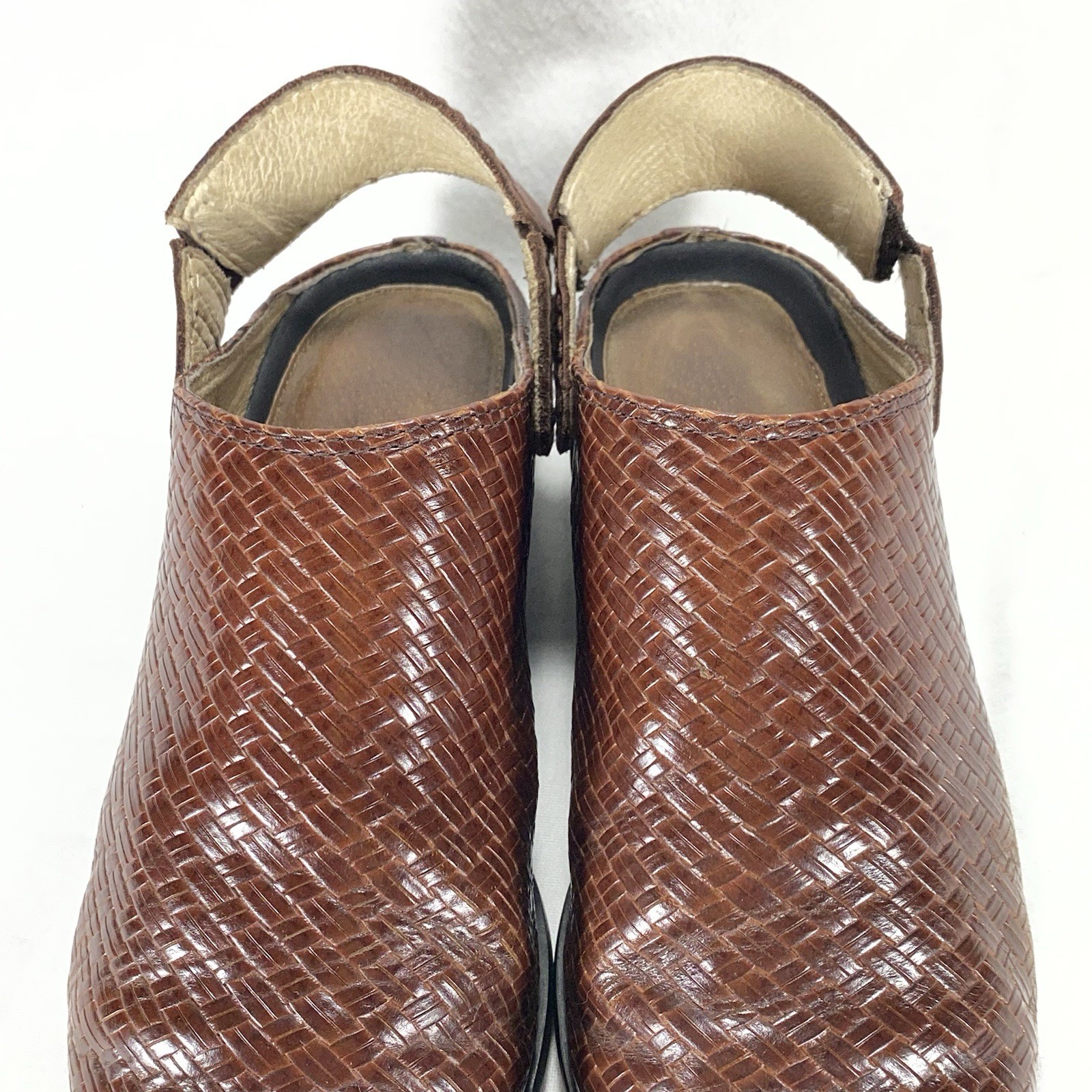 Ariat Mules Womens 7.5 Brown Leather Slingback Woven Clogs Western Cowboy Rodeo