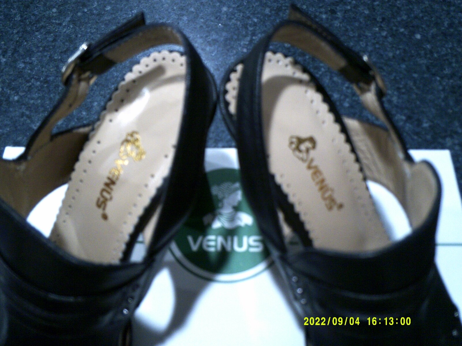 VENUS BLACK LEATHER SHOES SIZE 7.5 US, 38 EUR